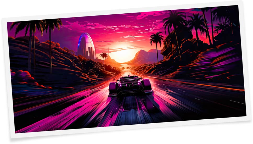fluorescent-printing-printsample-racecar Fluorescent color prints.